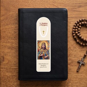 Marque-page Saint Étienne de Hongrie avec prière, marque-page en métal pour missel ou Bible, cadeau catholique