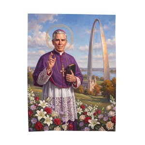 Blessed Fulton Sheen Velveteen Blanket, Soft Catholic Throw, Gift for Prayer Corner or Home image 4