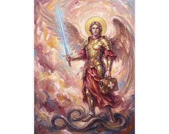 Archangel Michael EMT Note Cards, Protective Saint Blank Back Set for Paramedics