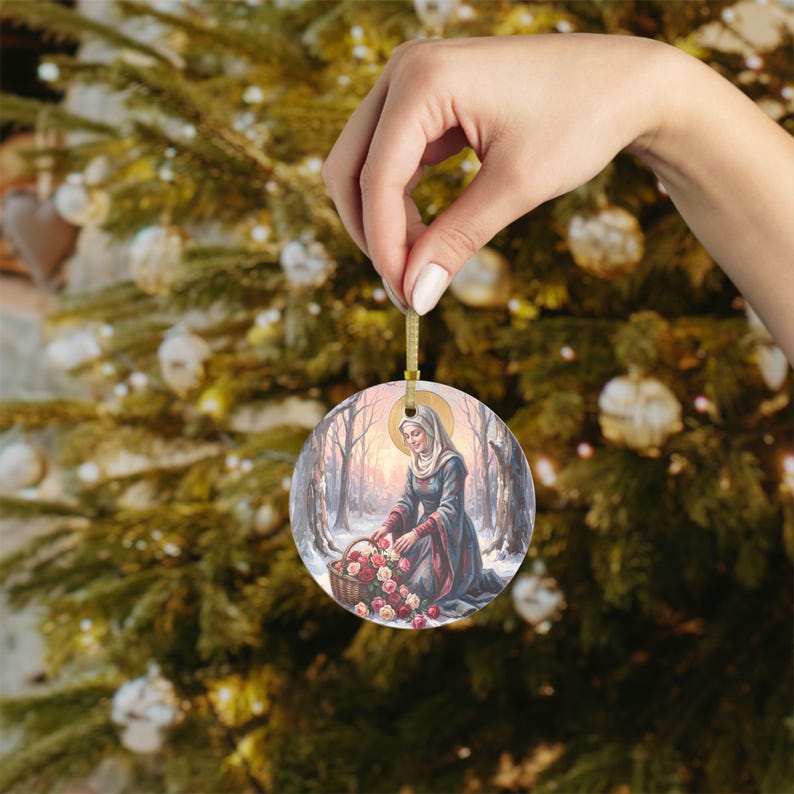 Saint Elizabeth of Hungary Glass Ornament, Charity Saint Keepsake, Hospital Worker Gift image 4