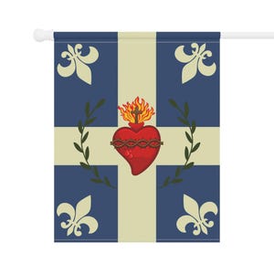 Sacred Heart Garden Flag, Traditional Catholic Outdoor Banner, Fleur-de-Lis Devotional Flag for Catholic Home image 8