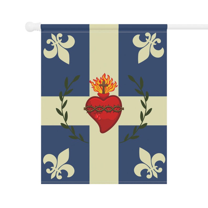 Sacred Heart Garden Flag, Traditional Catholic Outdoor Banner, Fleur-de-Lis Devotional Flag for Catholic Home image 8