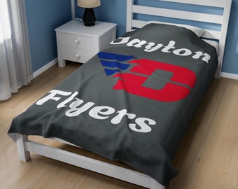 University of Dayton Flyers Plush Blanket - Gray - College Gear Wear Student Daughter Son Gift