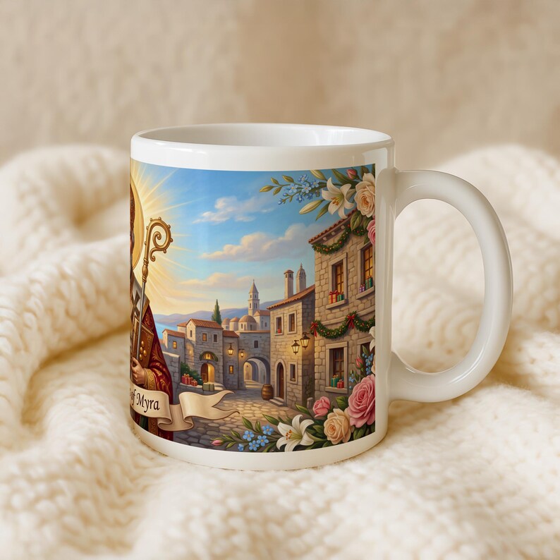 Detail of St. Nicholas ceramic mug