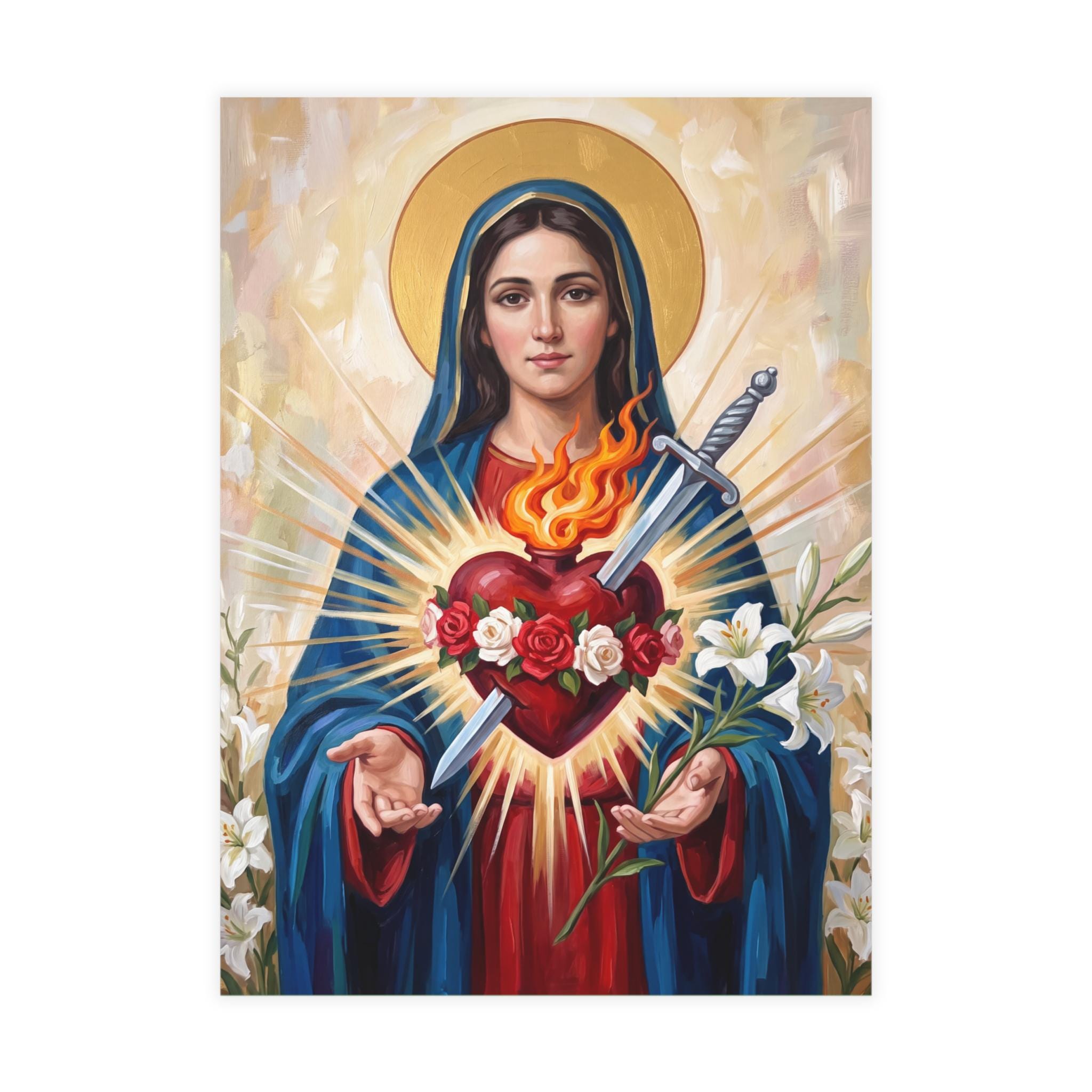 Immaculate Heart of Mary Note Cards, Catholic Devotional Stationery, Blank Inside