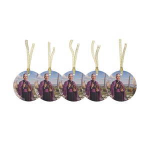 Fulton Sheen Glass Ornament, Catholic Christmas Gift, Blessed Archbishop Tree Decoration image 9