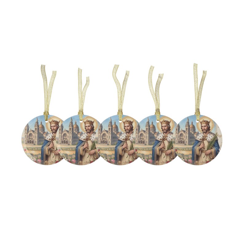 Ornement de Noël en verre représentant Saint Louis IX, cadeau de dévotion catholique image 9