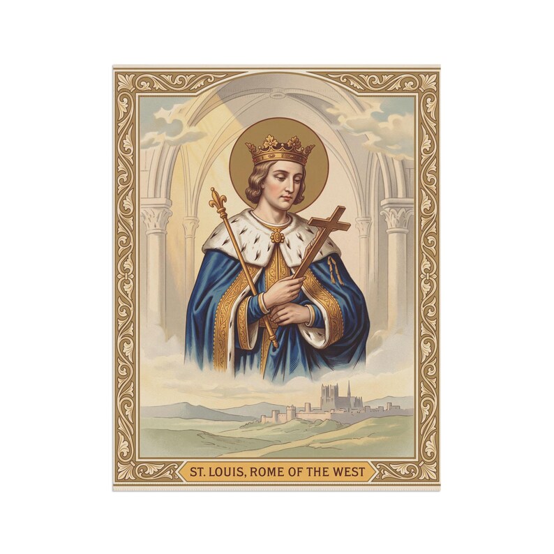 Saint Louis Rome of the West Garden Flag, Traditional Catholic Outdoor Banner, Devotional Royal Saint Decor image 8