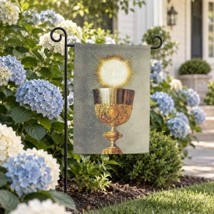Holy Eucharist Catholic Garden Flag, Blessed Sacrament Outdoor Banner, Catholic Home Decor Faith Gift