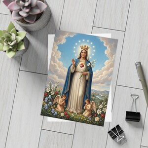 Queenship of Mary Note Cards, Marian Devotional Stationery, Blank Inside Catholic Greeting Cards image 12