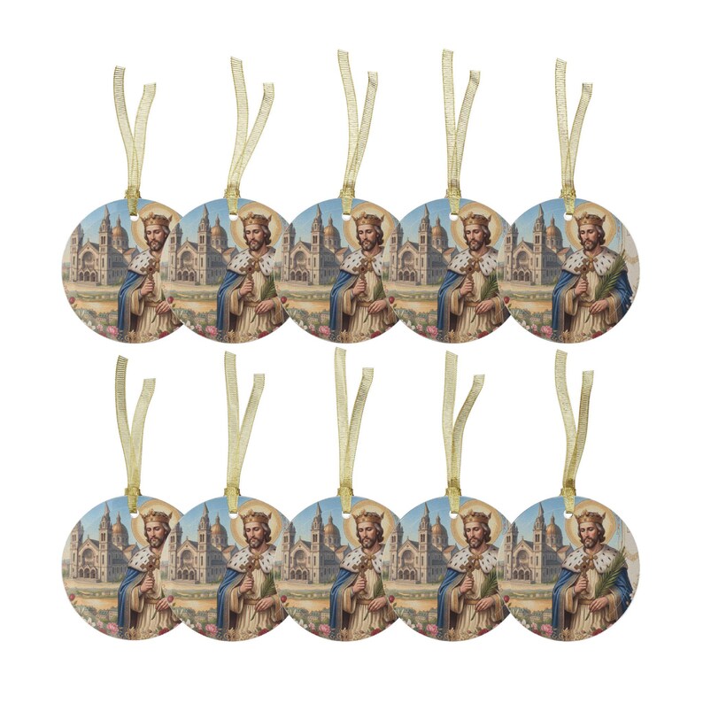 Ornement de Noël en verre représentant Saint Louis IX, cadeau de dévotion catholique image 14