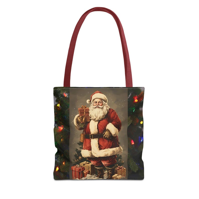 Old Fashioned Santa Claus Tote Bag, Traditional Catholic Christmas Gift, Vintage St. Nicholas Bag for Mom or Dad image 2