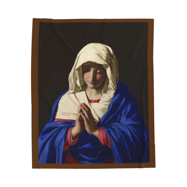 Virgin Mary Prayer Blanket, Catholic Marian Devotional Throw, Our Lady Gift for Mom, Confirmation, Christmas image 5
