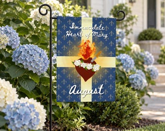 Immaculate Heart of Mary Garden Banner | August religious flag
