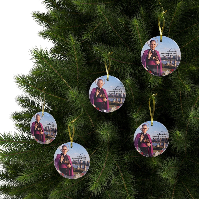 Fulton Sheen Christmas Ornament, Clear Glass Catholic Tree Decoration, Blessed Fulton Sheen Gift image 8
