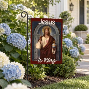 Christ the King Outdoor Banner, Traditional Catholic Yard Flag, Jesus King Garden Decor