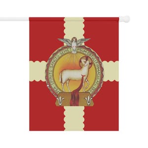 Precious Blood of Jesus Garden Flag, Catholic Lamb of God Outdoor Banner, Sacred Heart Devotional Yard Flag image 6
