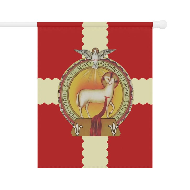 Precious Blood of Jesus Garden Flag, Catholic Lamb of God Outdoor Banner, Sacred Heart Devotional Yard Flag image 6