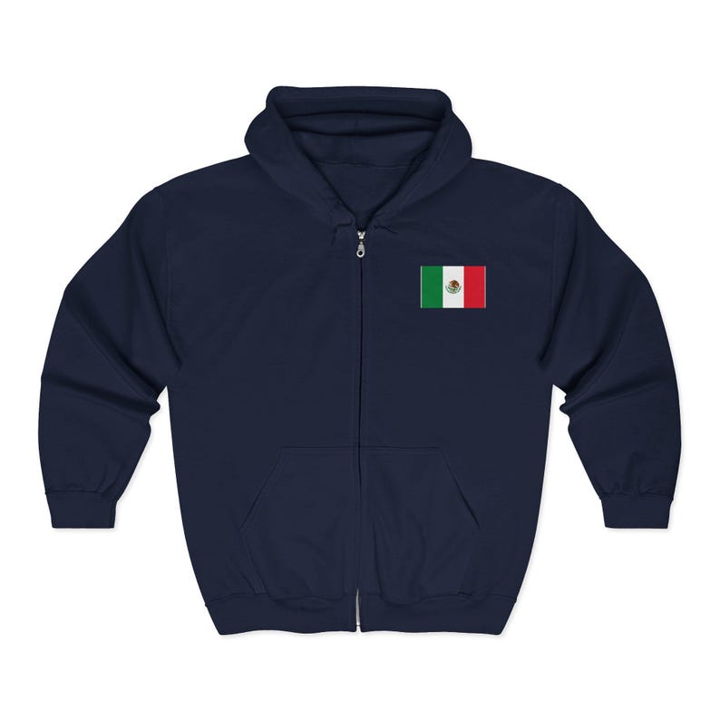 Our Lady of Guadalupe Full Zip Hoodie, Mexican Flag Catholic Sweatshirt, Marian Gift for Him or Her image 7