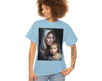 Virgin Mary and Jesus T-Shirt, Unisex Heavy Cotton Tee
