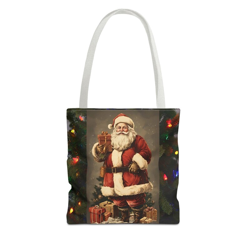 Old Fashioned Santa Claus Tote Bag, Traditional Catholic Christmas Gift, Vintage St. Nicholas Bag for Mom or Dad image 3