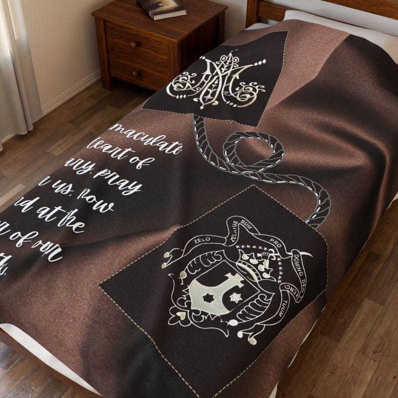 Immaculate Heart of Mary Blanket, Catholic Prayer Throw for Marian Devotion, Blessed Mother Gift image 3