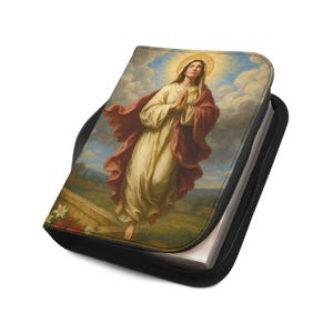 Assumption of Mary Bible Cover, Catholic Gift for Mom or Confirmation, Marian PU Leather Zip Bible Case image 20