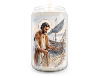 Saint Andrew Apostle Scented Soy Candle, Traditional Catholic Devotional Candle