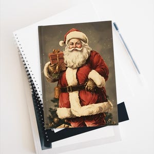 Santa Claus Lined Journal, Vintage Christmas Notebook, Holiday Writing Diary image 4