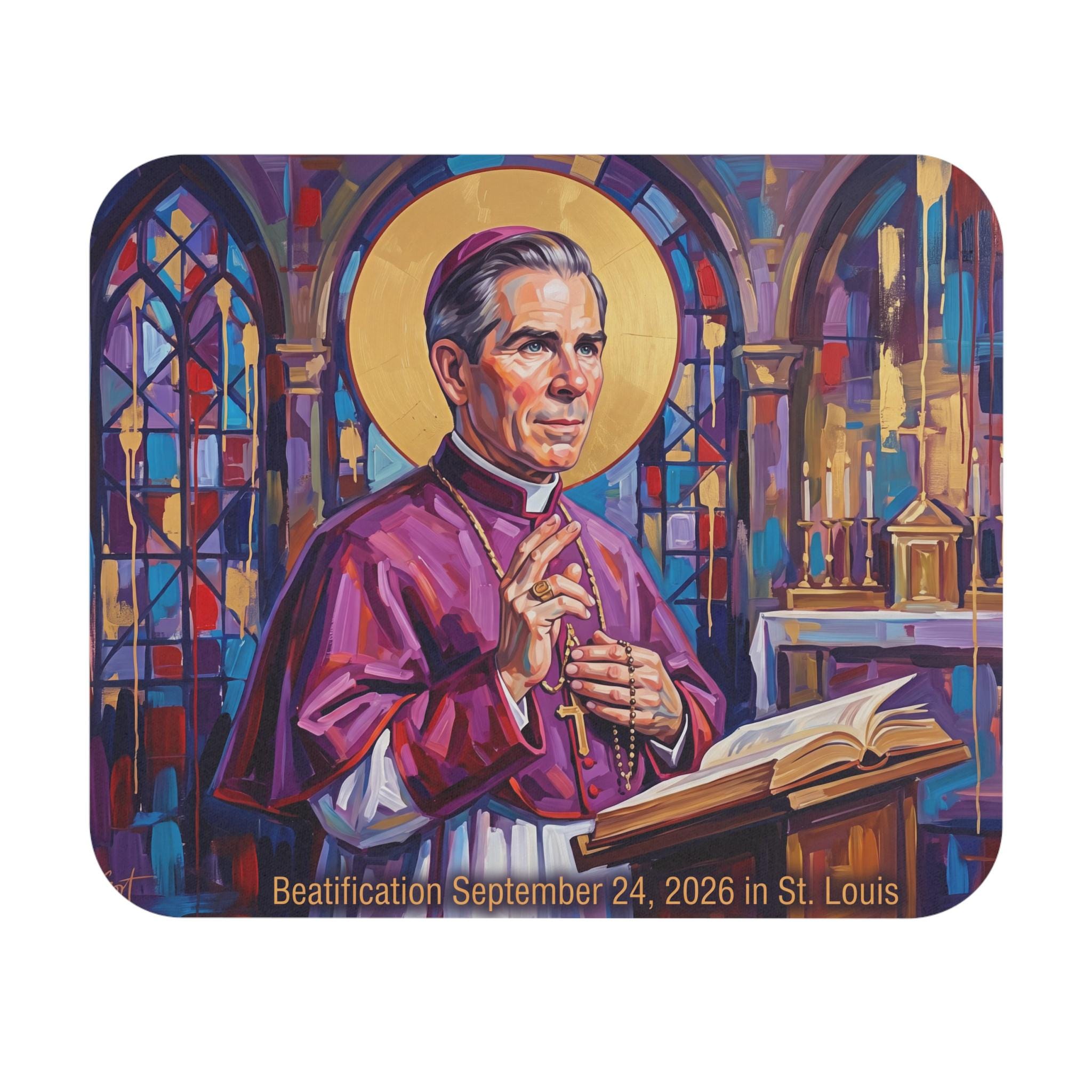 Blessed Fulton Sheen Mouse Pad, Catholic Desk Gift for Apologist or Media Evangelist