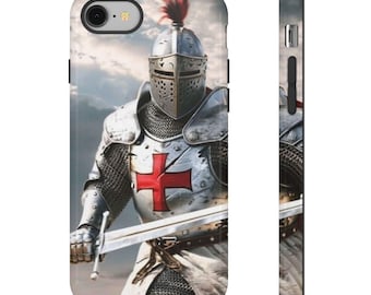 Knight Templar Phone Case, Catholic Crusader Gift for Men, Medieval Cross iPhone Samsung Cover