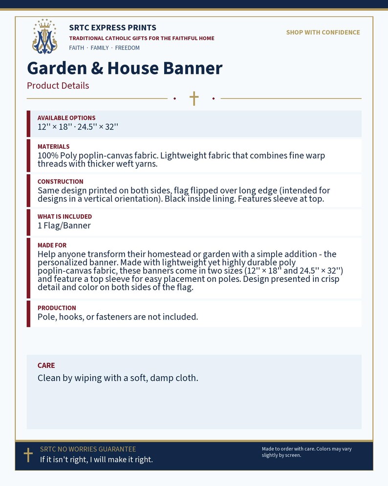 Product details card for the Advent garden flag