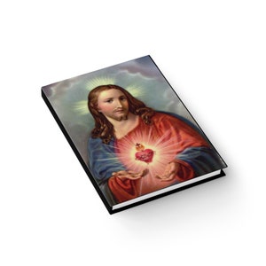 Jesus Sacred Heart Gebet Antike Heilige Karte (USA) Journal - Linierte Linie - Papa Vater Priester Pastor Mama Katholisches Christliches Geschenk