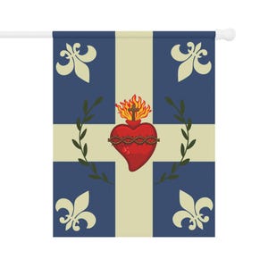 Sacred Heart Garden Flag, Traditional Catholic Outdoor Banner, Fleur-de-Lis Devotional Flag for Catholic Home image 7