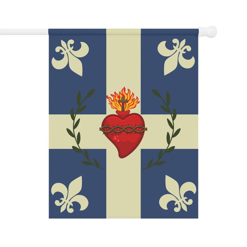 Sacred Heart Garden Flag, Traditional Catholic Outdoor Banner, Fleur-de-Lis Devotional Flag for Catholic Home image 7
