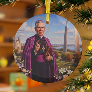 Fulton Sheen Glass Ornament, Catholic Christmas Gift, Blessed Archbishop Tree Decoration image 12