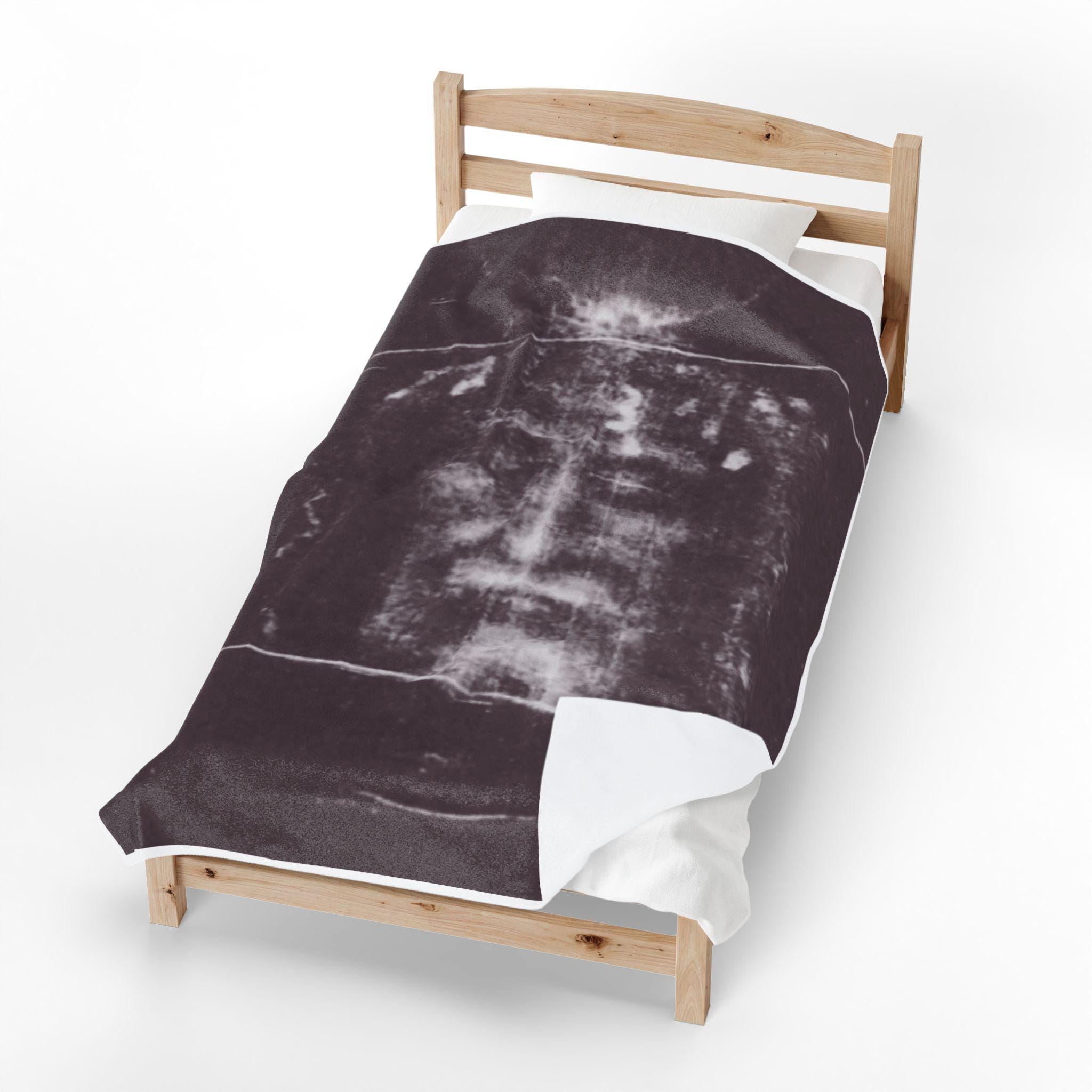Shroud of Turin Blanket, Catholic Prayer Throw, Holy Face of Jesus Gift for Catholic Home