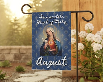Immaculate Heart of Mary Garden Flag, Catholic Outdoor Banner, Marian Devotional Gift for Mom, Grandma, or Priest