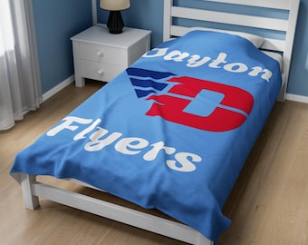 University of Dayton Flyers Plush Blanket - Light Blue - College Gear Wear Student Daughter Son Gift