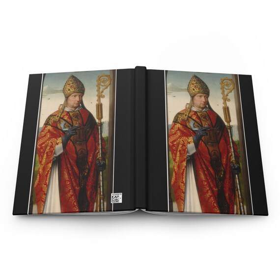 St. Nicholas, Bishop of Myra Lined Journal, Antique Holy Card Hardcover Prayer Notebook, Catholic Gift