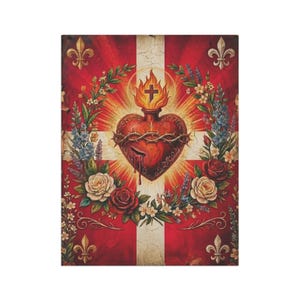 Sacred Heart of Jesus Garden Flag, Traditional Catholic Outdoor Banner, Devotional Catholic Home Decor Gift image 9