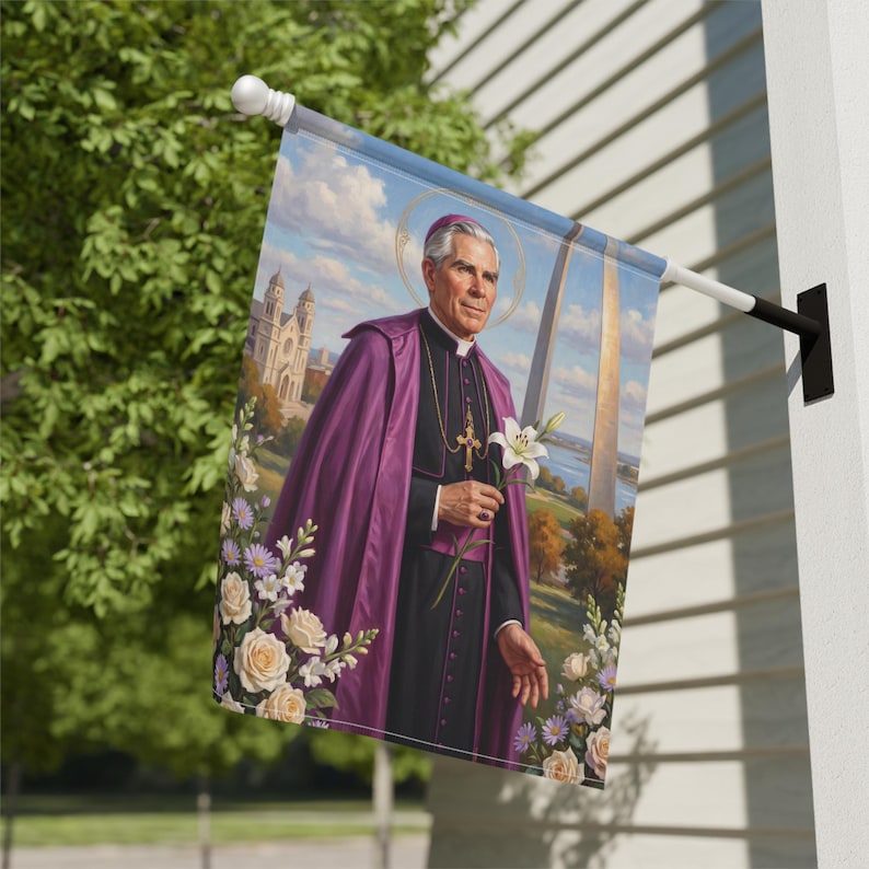 Fulton Sheen Garden Flag, Catholic Outdoor Yard Banner, Blessed Fulton Sheen Evangelization Decor image 10
