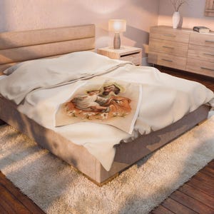 Sacred Art St. Joseph Blanket, Catholic Holy Family Velveteen Throw for Prayer or Home image 5