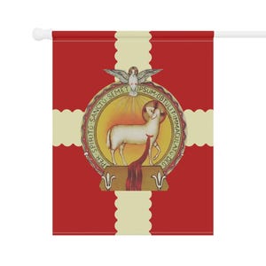 Precious Blood of Jesus Garden Flag, Catholic Lamb of God Outdoor Banner, Sacred Heart Devotional Yard Flag image 7