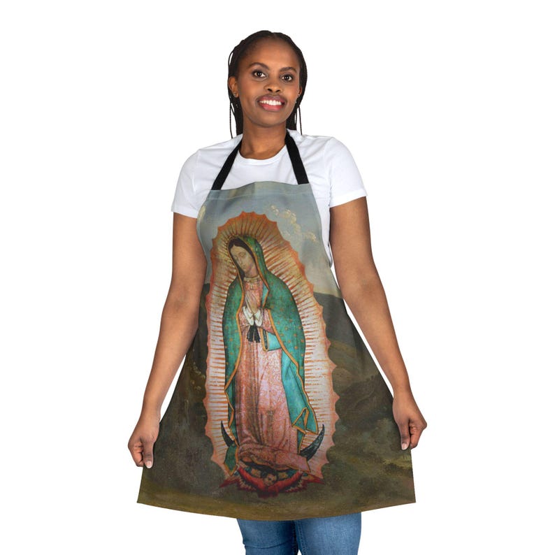 Our Lady of Guadalupe Apron, Catholic Kitchen Gift for Mom, Marian Devotional Cooking Apron image 4
