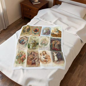 Terror of Demons Blanket, St. Joseph Velveteen Throw, Spiritual Warfare Catholic Gift for Home or Prayer Space image 2