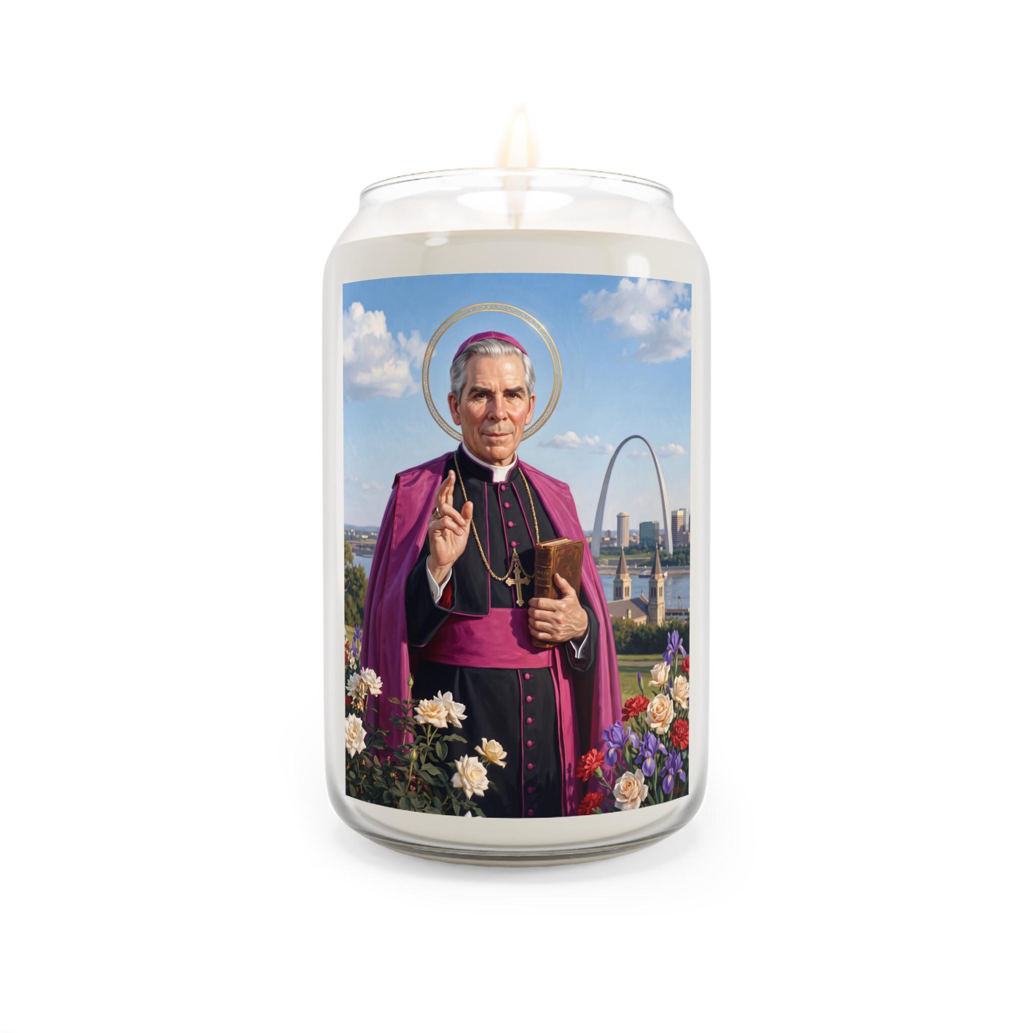Blessed Fulton Sheen Tall Soy Candle, Catholic Gift for Priest or Home, Archbishop Evangelization Decor