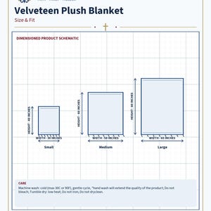 Size and fit chart for the Nativity plush blanket