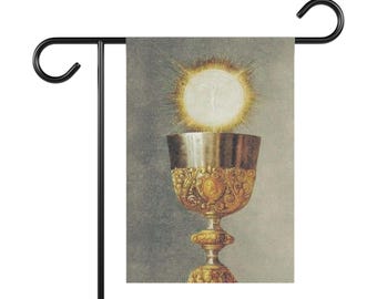 Holy Eucharist Catholic Garden Flag, Blessed Sacrament Outdoor Banner, Catholic Home Decor Faith Gift