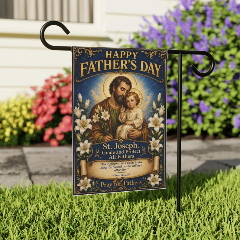 Drapeau de jardin Saint Joseph, cadeau pour la fête des pères catholique, bannière de dévotion extérieure pour la maison catholique image 6